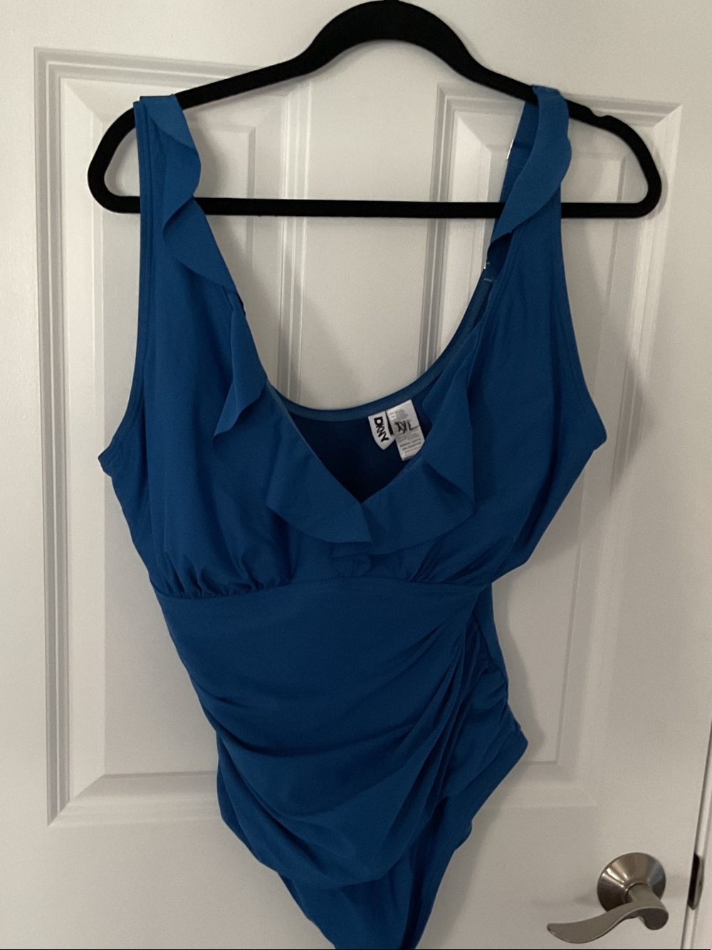 Dkny Blue Ruffle One-Piece Swimsuit